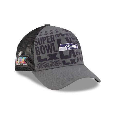 Seattle Seahawks Charcoal New Era Super Bowl LX A Frame Trucker Adjustable Cap
