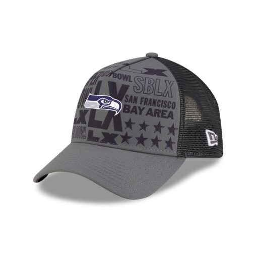 Seattle Seahawks Charcoal New Era Super Bowl LX A Frame Trucker Adjustable Cap
