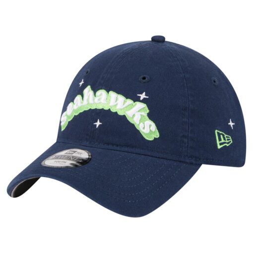 Seattle Seahawks College Navy New Era Girls Youth Cheer Adjustable Cap