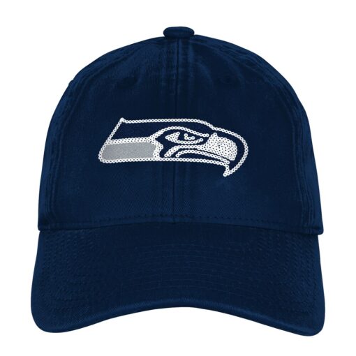 Seattle Seahawks College Navy Outerstuff Girls Youth Gridiron Adjustable Cap