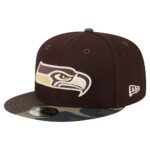 Seattle Seahawks Dark Brown Burnt Wood Camo 9FIFTY Snapback Hat Adult