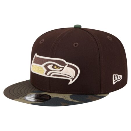 Seattle Seahawks Dark Brown Burnt Wood Camo 9FIFTY Snapback Hat Adult