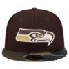 Seattle Seahawks Dark Brown Burnt Wood Camo 9FIFTY Snapback Hat Adult