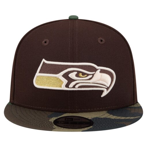Seattle Seahawks Dark Brown Burnt Wood Camo 9FIFTY Snapback Hat Adult