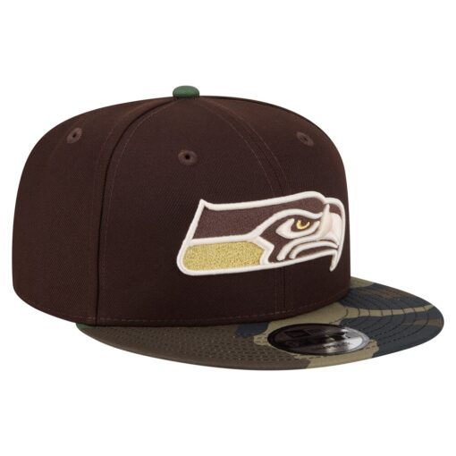 Seattle Seahawks Dark Brown Burnt Wood Camo 9FIFTY Snapback Hat Adult