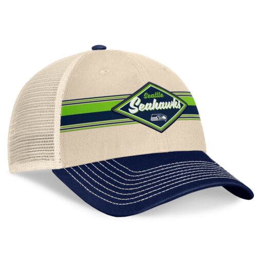 Seattle Seahawks Natural Diamond Stripe Trucker Adjustable Cap