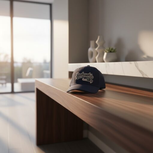 Seattle Seahawks Navy Adjustable Hat, NFL Cursive Script Embroidered Cap Seattle Seahawks Navy Adjustable Hat, NFL Cursive Script Embroidered Cap