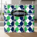 Seattle Seahawks Tumbler, NFL Argyle Pattern Classic Skinny Tumbler