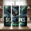 Seattle Seahawks Tumbler, NFL Bald Eagle Skyline Skinny Tumbler