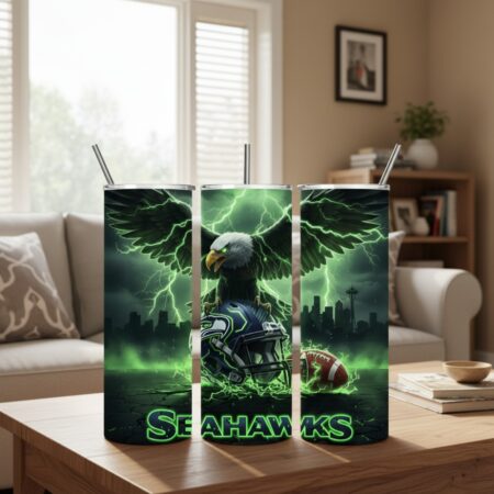 Seattle Seahawks Tumbler, NFL Eagle Skyline Skinny Tumbler