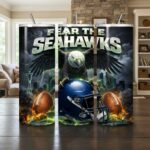 Seattle Seahawks Tumbler, NFL Fear The Hawks Bald Eagle Skinny Tumbler