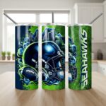 Seattle Seahawks Tumbler, NFL Graffiti Helmet Skinny Tumbler