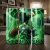 Seattle Seahawks Tumbler, NFL Green Lightning Strike Skinny Tumbler