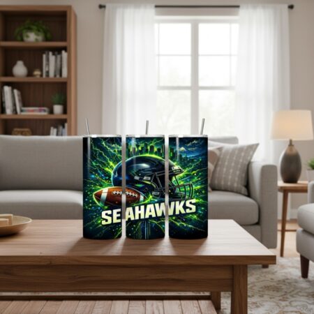 Seattle Seahawks Tumbler, NFL Neon Electric City Skinny Tumbler