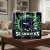 Seattle Seahawks Tumbler, NFL Neon Flowing Smoke Skinny Tumbler
