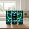 Seattle Seahawks Tumbler, NFL Neon Wings Artistic Skinny Tumbler