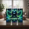 Seattle Seahawks Tumbler, NFL Neon Wings Artistic Skinny Tumbler