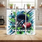 Seattle Seahawks Tumbler, NFL Splatter Paint Artistic Skinny Tumbler