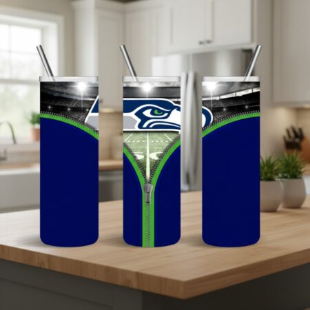 Seattle Seahawks Tumbler, NFL Stadium Zipper Creative Skinny Tumbler