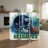 Seattle Seahawks Tumbler, NFL Watercolor Helmet Artistic Skinny Tumbler