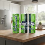 Seattle Seahawks Tumbler, Personalizable Name Neon Green Skinny Tumbler