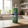 Seattle Seahawks Tumbler, Personalizable Name Neon Green Skinny Tumbler