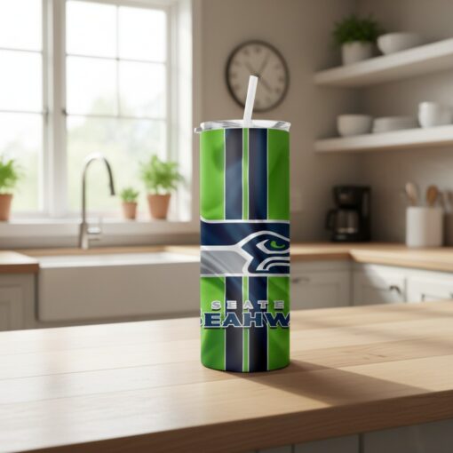 Seattle Seahawks Tumbler, Personalizable Name Neon Green Skinny Tumbler