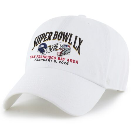 Seattle Seahawks White ’47 Super Bowl LX Matchup Clean Up Adjustable Cap vs New England Patriots