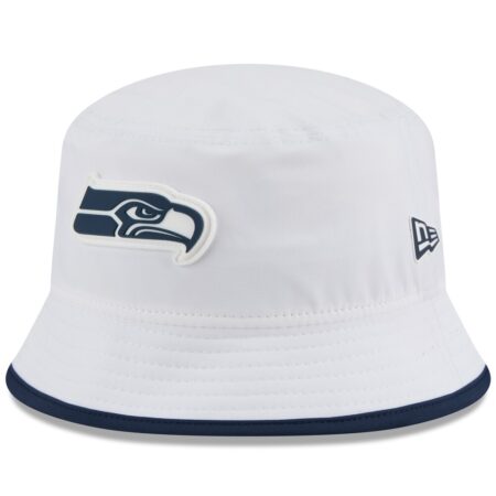 Seattle Seahawks White New Era 2025 NFL Training Camp Stretch Bucket Hat