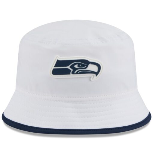 Seattle Seahawks White New Era 2025 NFL Training Camp Stretch Bucket Hat
