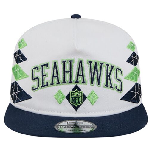 Seattle Seahawks White New Era Argyle Adjustable Cap