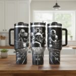 Vintage Football Game Sketch Tumbler, NFL Stainless Steel Travel Mug
