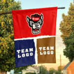 Wolfpack vs Custom Team House Divided Flag, NCAA Two Team Flag