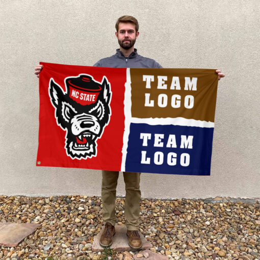 Wolfpack vs Custom Team House Divided Flag, NCAA Two Team Flag