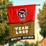 Wolfpack vs Custom Team House Divided Flag, Personalized House Flag