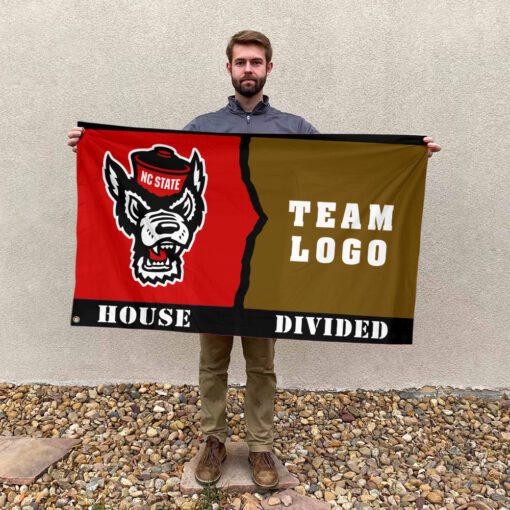 Wolfpack vs Custom Team House Divided Flag, Personalized House Flag