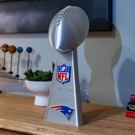 New England Patriots Lombardi Trophy Replica Super Bowl LX 14 Inch 3D Printed