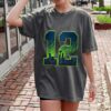 Seattle Football 12 Skyline Neon Green Football Game Day T-Shirt