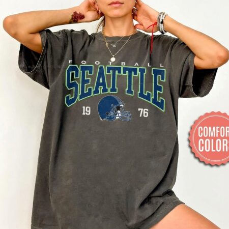 Seattle Football Arch Logo Retro College Style Crewneck T-Shirt