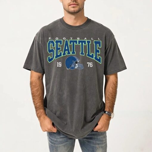 Seattle Football Arch Logo Retro College Style Crewneck T-Shirt