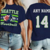 Seattle Football Custom Team Name and Number Seahawk Fan Tee Shirt