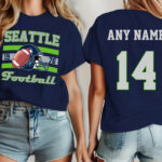 Seattle Football Custom Team Name and Number Seahawk Fan Tee Shirt