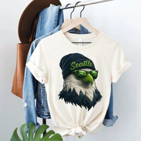Seattle Football Mascot Retro Seahawk Fan Crewneck Tee