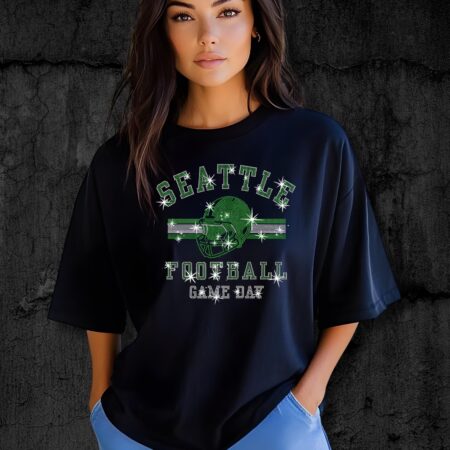 Seattle Football Rhinestone Sparkle Game Day T-Shirt