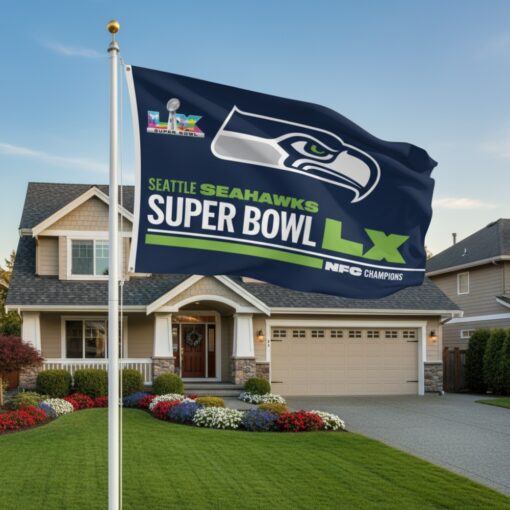 Seattle Seahawk 2025 NFC Champions Commemorative Flag