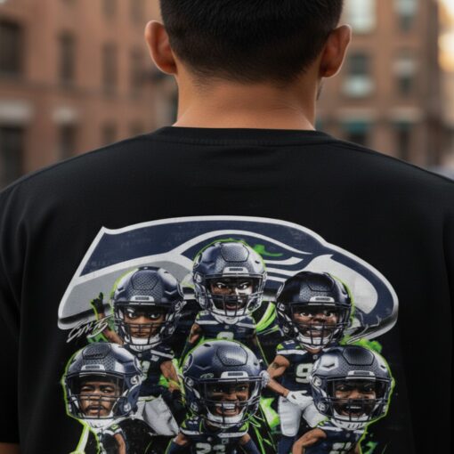 Seattle Seahawks All Team Double Sided Graphic T Shirt Super Bowl LX
