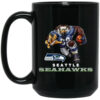 Seattle Seahawks Blitz Mascot Mug 15oz Black Ceramic