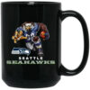 Seattle Seahawks Blitz Mascot Mug 15oz Black Ceramic