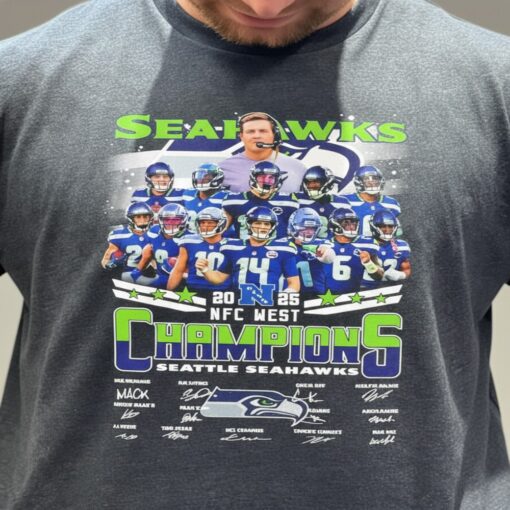 Seattle Seahawks Champions All Team Signature Super Bowl LX T Shirt