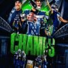 Seattle Seahawks Champions Tribute Action Art NFL Football Poster